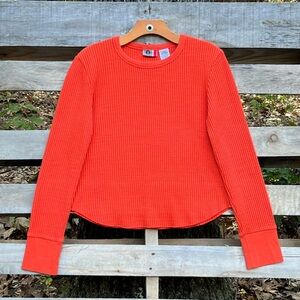 Arizona Jeans Co Bright Orange Cotton Blend Thermal Long Sleeve Top Size XL